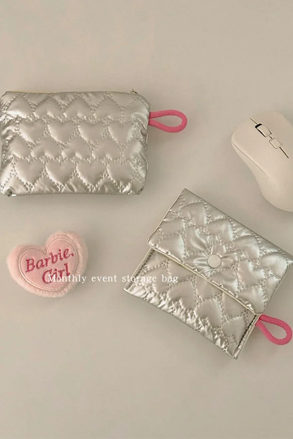 Ins Style Niche Cosmetic Bag Mini Portable Storage Pouch Cute Handheld Coin & Sanitary Napkin Bag for Women