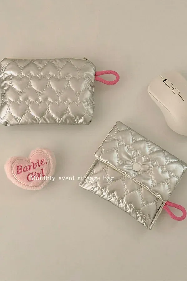 Ins Style Niche Cosmetic Bag Mini Portable Storage Pouch Cute Handheld Coin & Sanitary Napkin Bag for Women