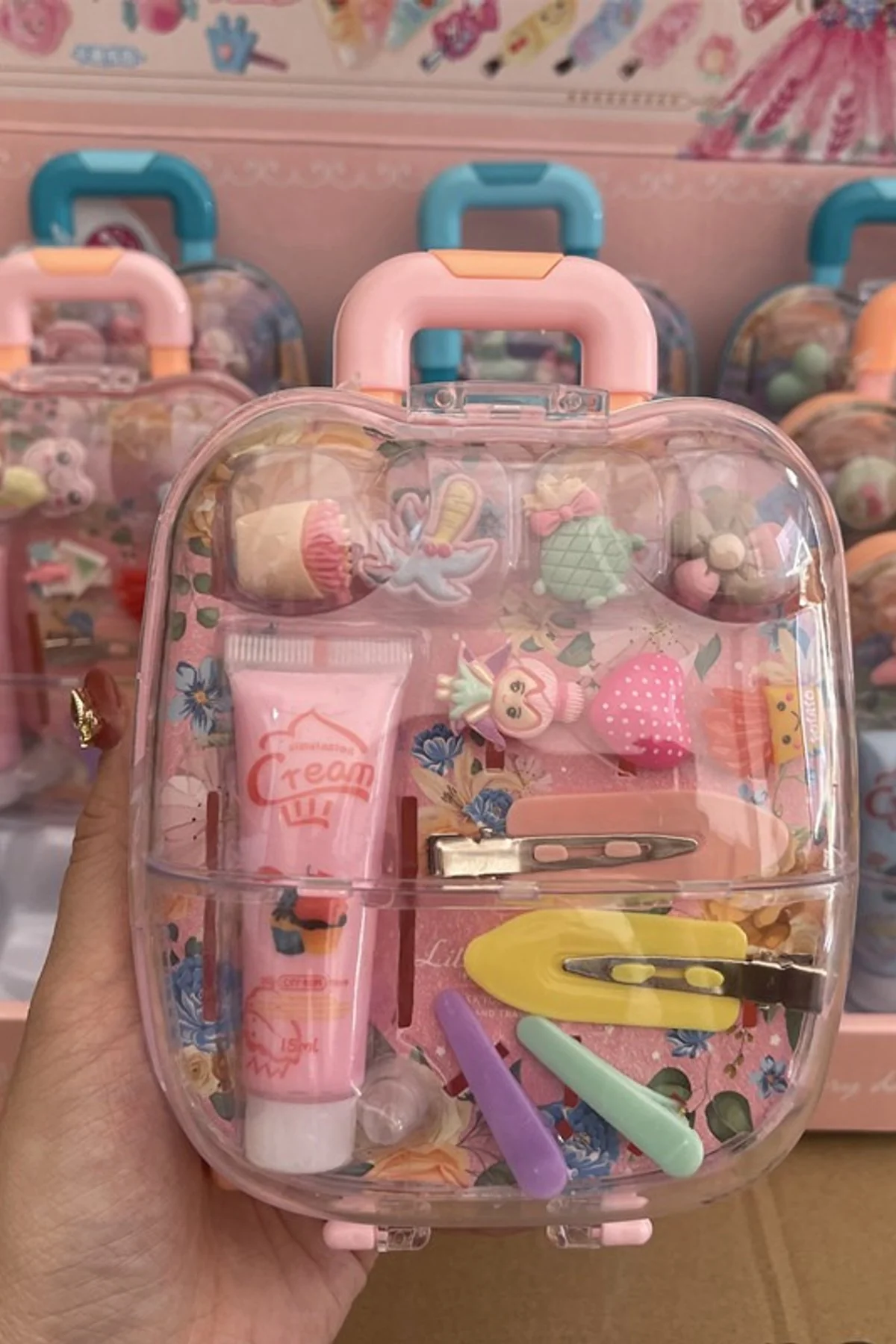 Kids Princess Rolling Suitcase Jewelry Box Pretend Play Hair Accessory Toy