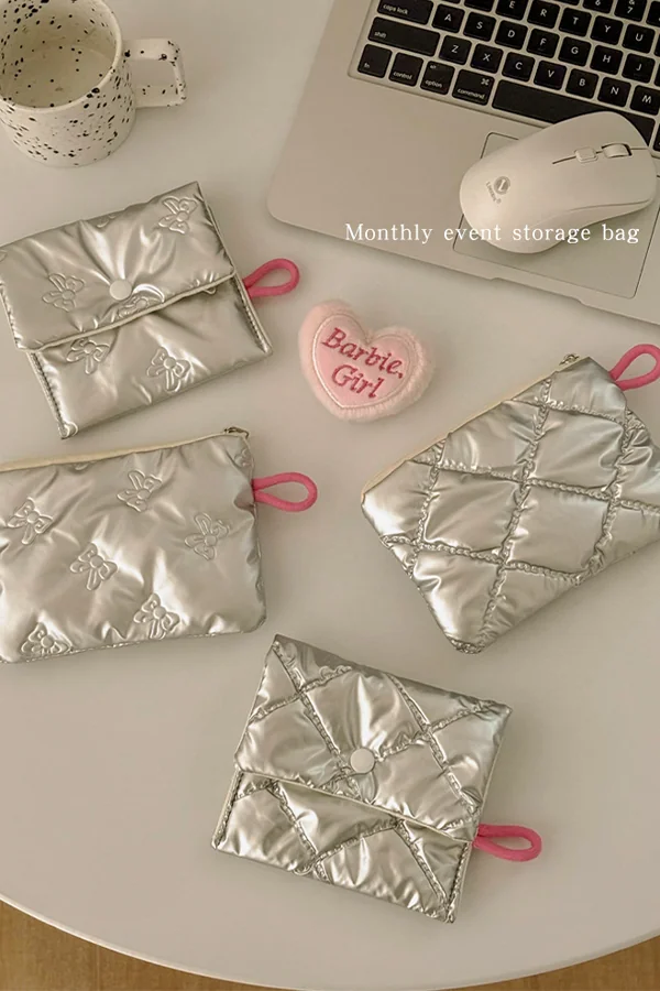 Ins Style Niche Cosmetic Bag Mini Portable Storage Pouch Cute Handheld Coin & Sanitary Napkin Bag for Women