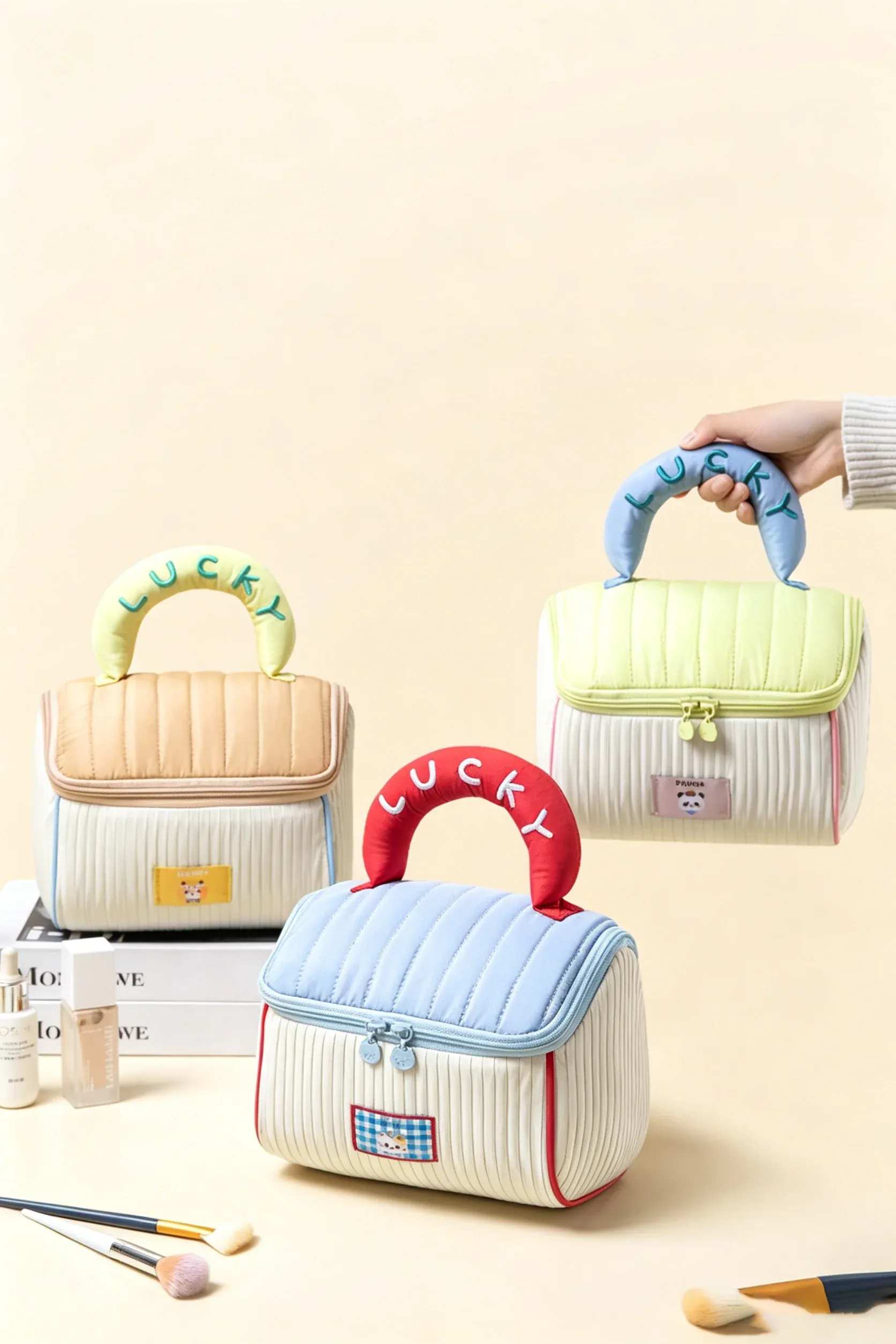 Cartoon House Cosmetic Bag Portable Soft Storage Pouch Large Capacity Cute Handheld Toiletry Bag for Travel