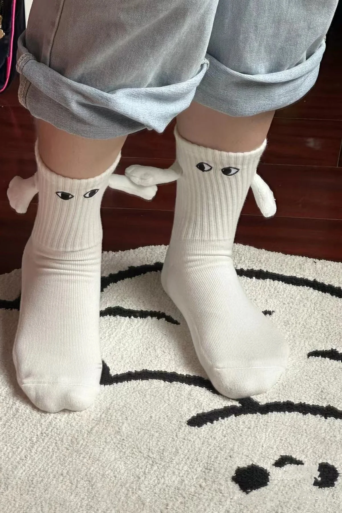 Cute Couple Holding Hands Magnetic Socks Matching Pair Gift Socks