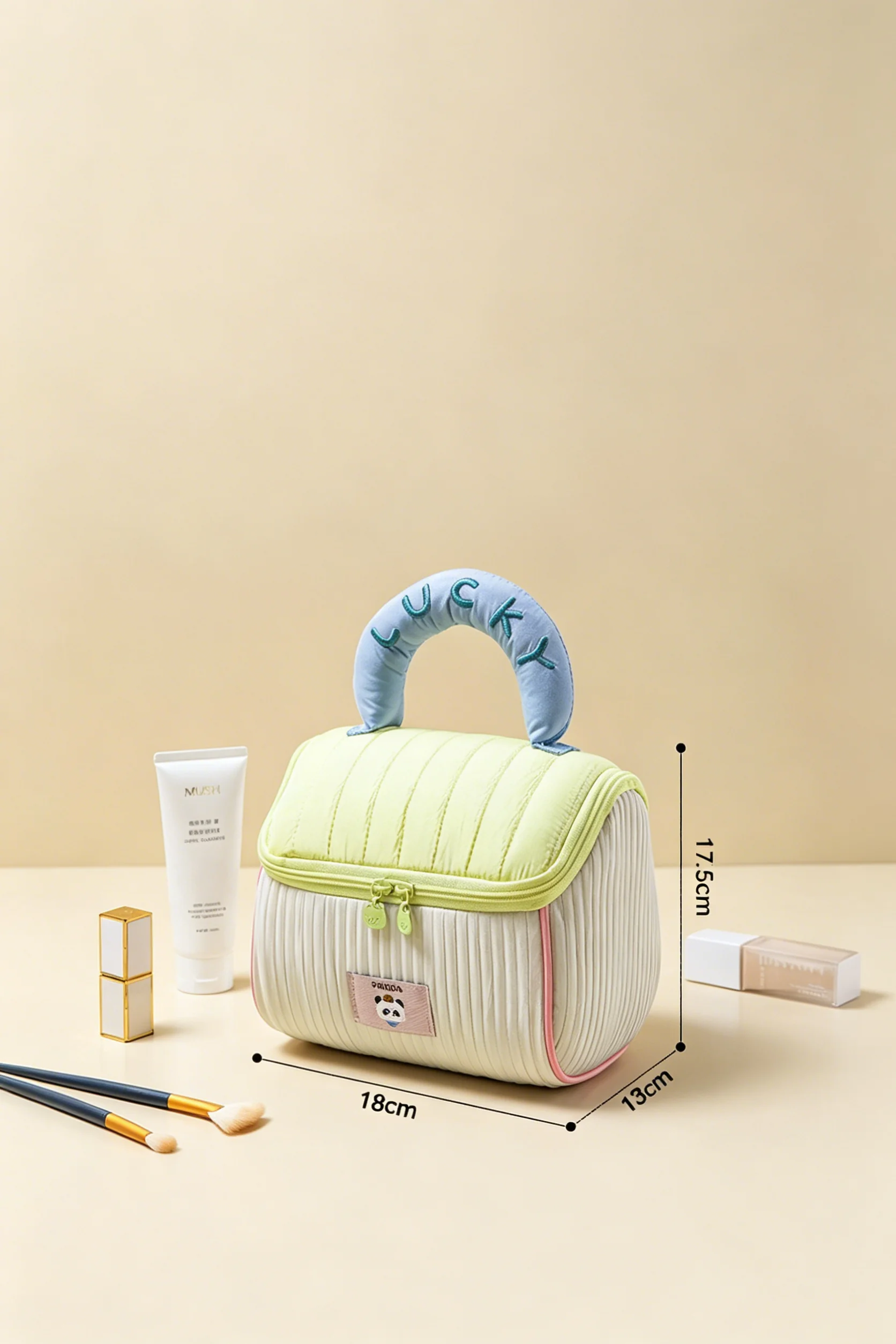 Cartoon House Cosmetic Bag Portable Soft Storage Pouch Large Capacity Cute Handheld Toiletry Bag for Travel