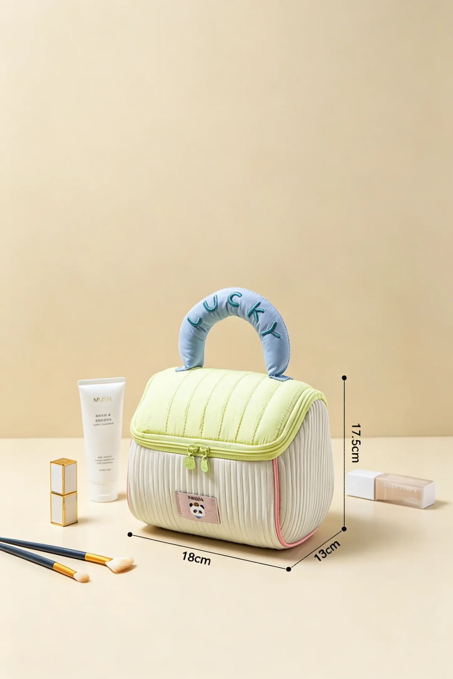 Cartoon House Cosmetic Bag Portable Soft Storage Pouch Large Capacity Cute Handheld Toiletry Bag for Travel