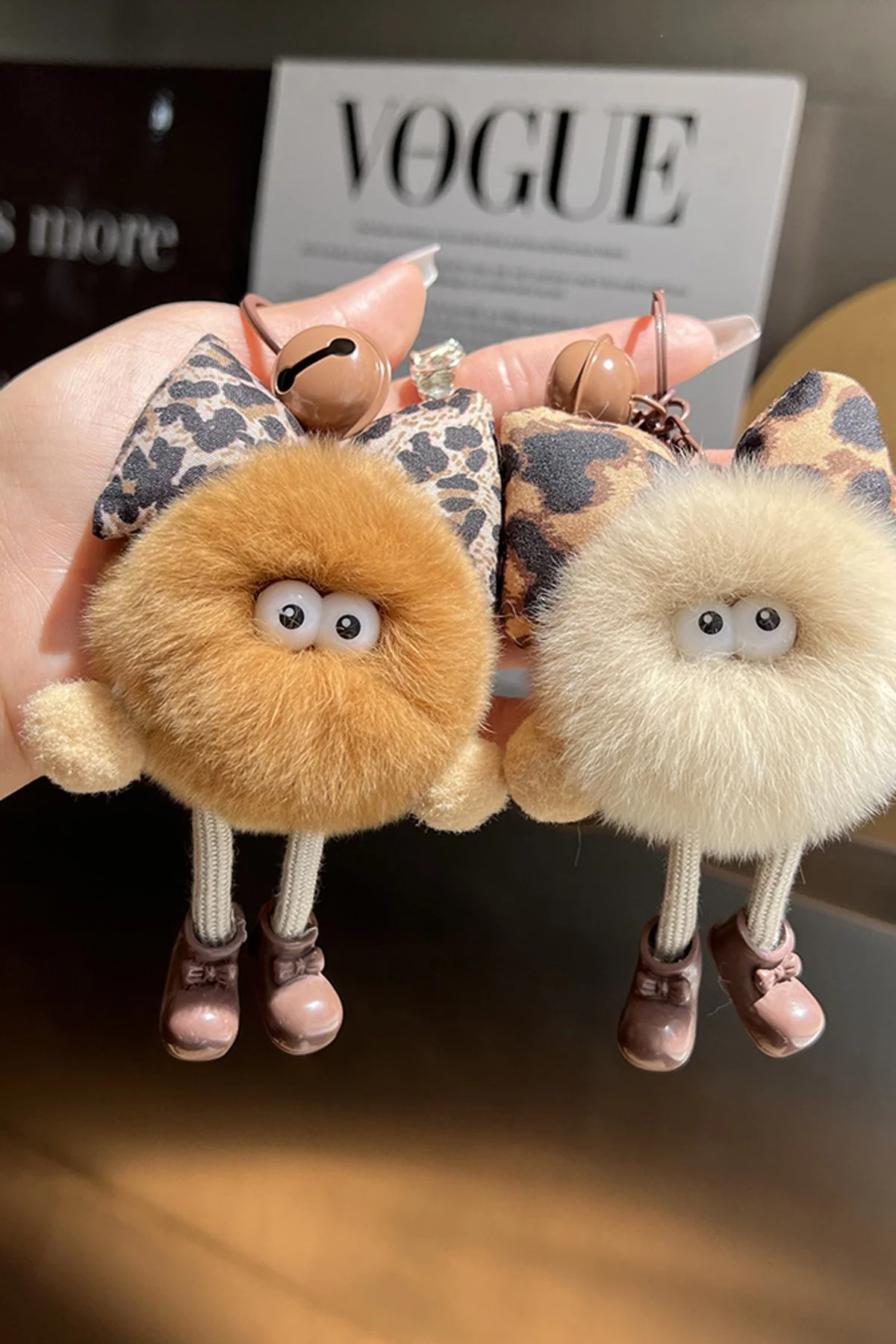 Cute Faux Rex Rabbit Fur Black Ball Bag Charm Pendant