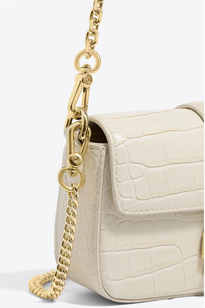 MODLOCK | Harmonica Bag – Croc-Embossed Mini Flap Bag with Bold Chain Lock
