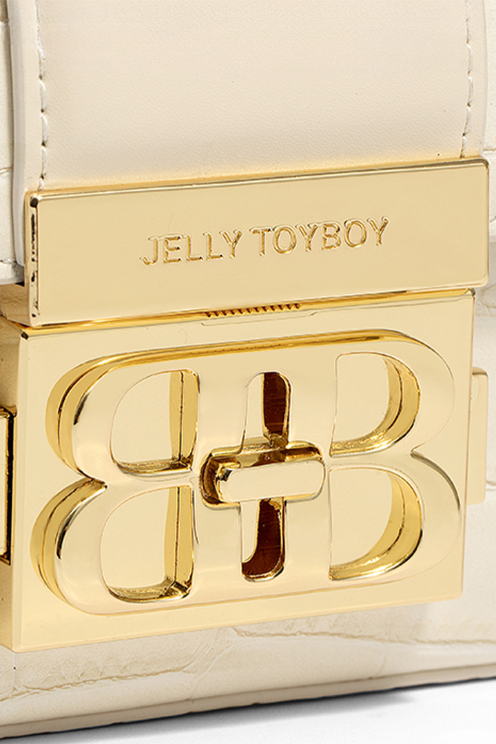 MODLOCK | Harmonica Bag – Croc-Embossed Mini Flap Bag with Bold Chain Lock