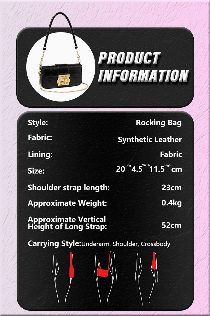 MODLOCK | Harmonica Bag – Croc-Embossed Mini Flap Bag with Bold Chain Lock