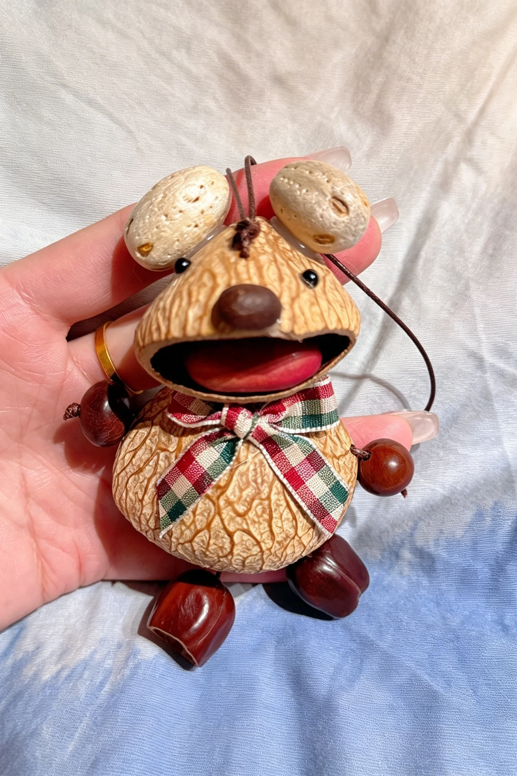Cute Pod Doll Bag Charm Finished Handcrafted Entada Pendant Practical Ornament for Bag & Car Birthday Gift