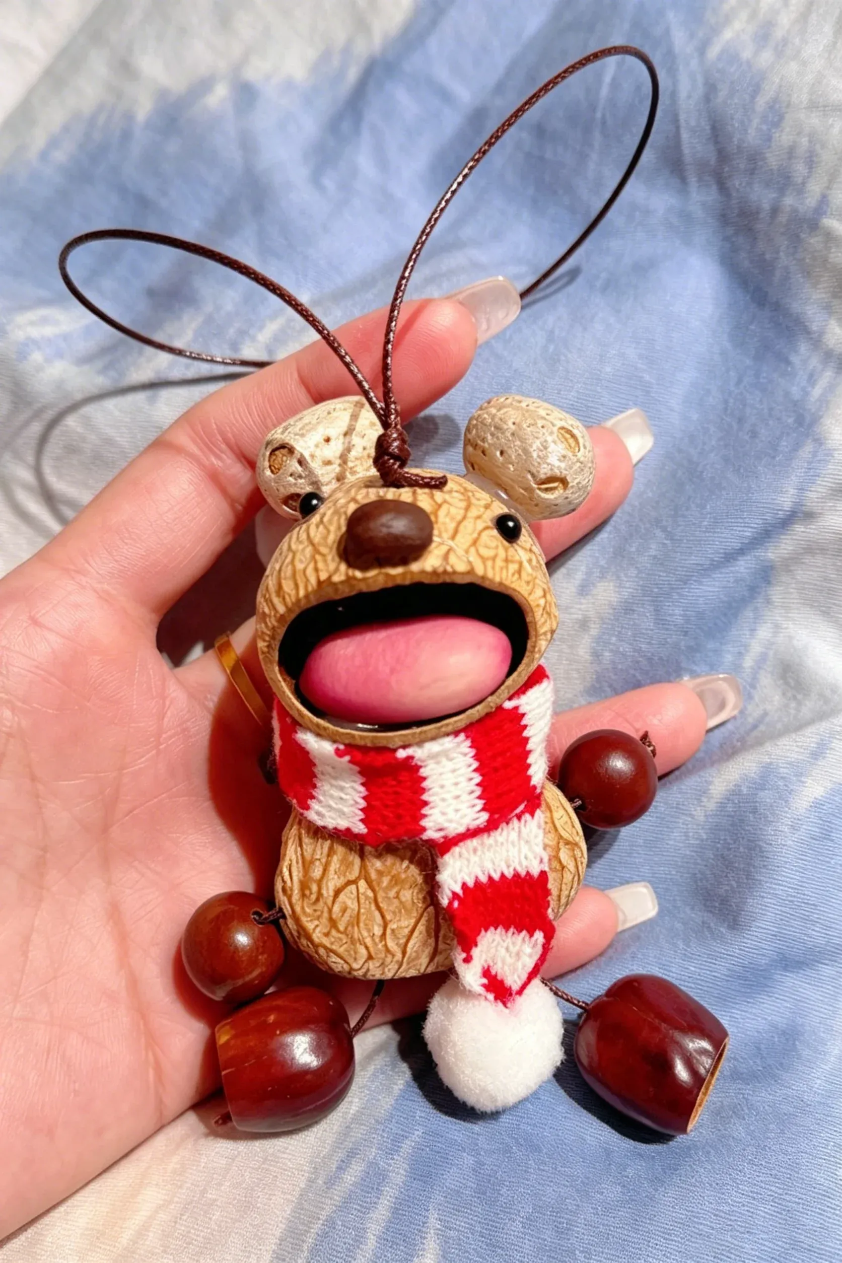 Cute Pod Doll Bag Charm Finished Handcrafted Entada Pendant Practical Ornament for Bag & Car Birthday Gift