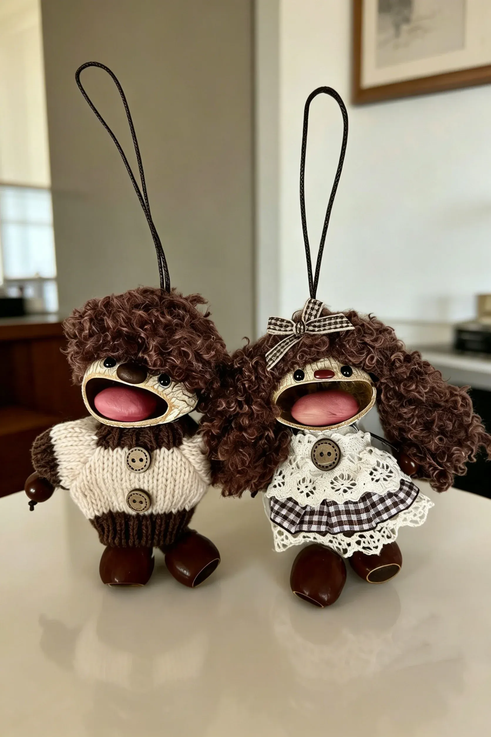 Cute Pod Doll Bag Charm Finished Handcrafted Entada Pendant Practical Ornament for Bag & Car Birthday Gift