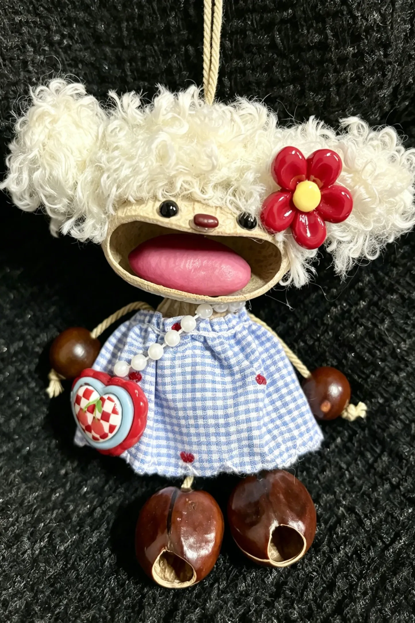 Cute Pod Doll Bag Charm Finished Handcrafted Entada Pendant Practical Ornament for Bag & Car Birthday Gift