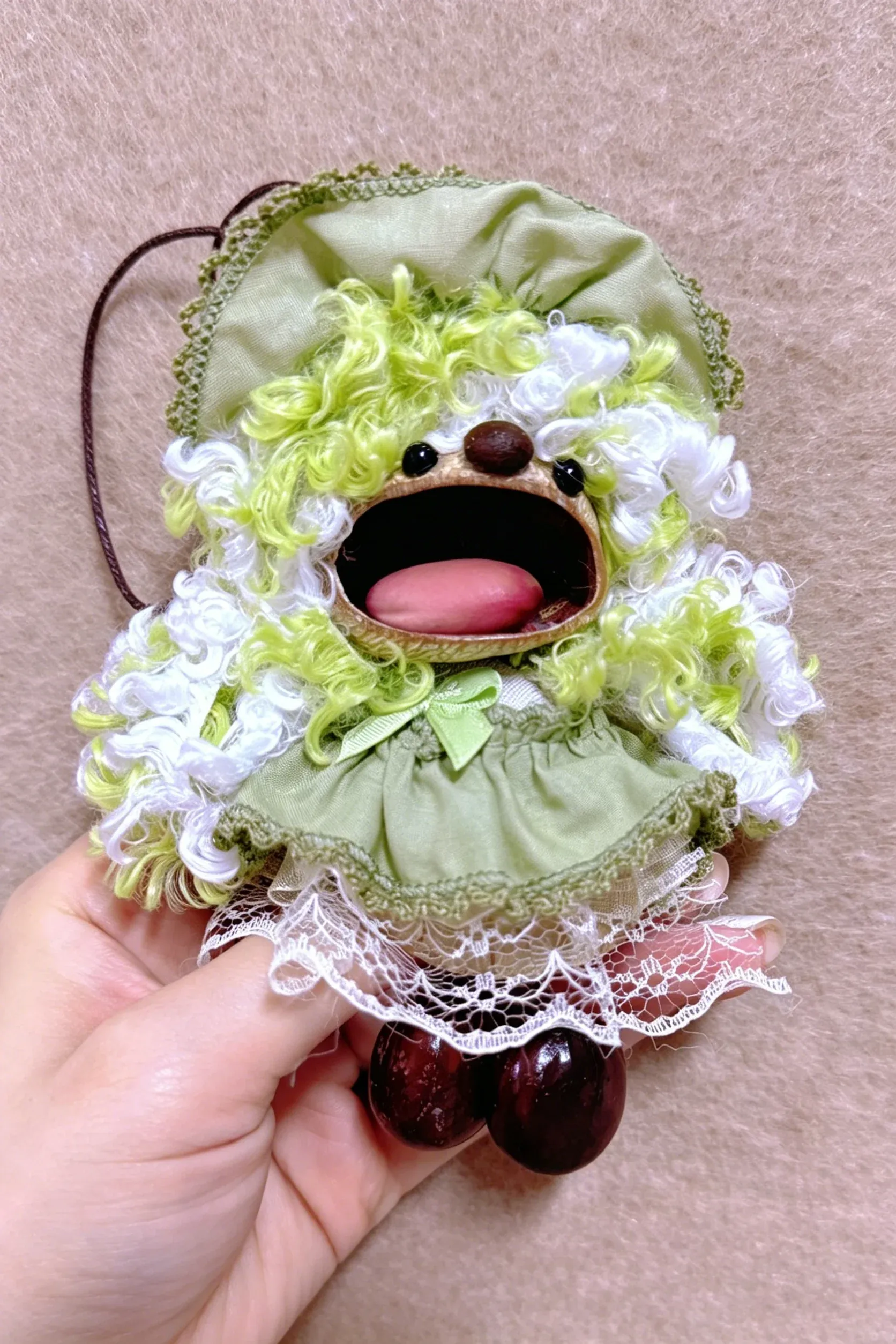 Cute Pod Doll Bag Charm Finished Handcrafted Entada Pendant Practical Ornament for Bag & Car Birthday Gift