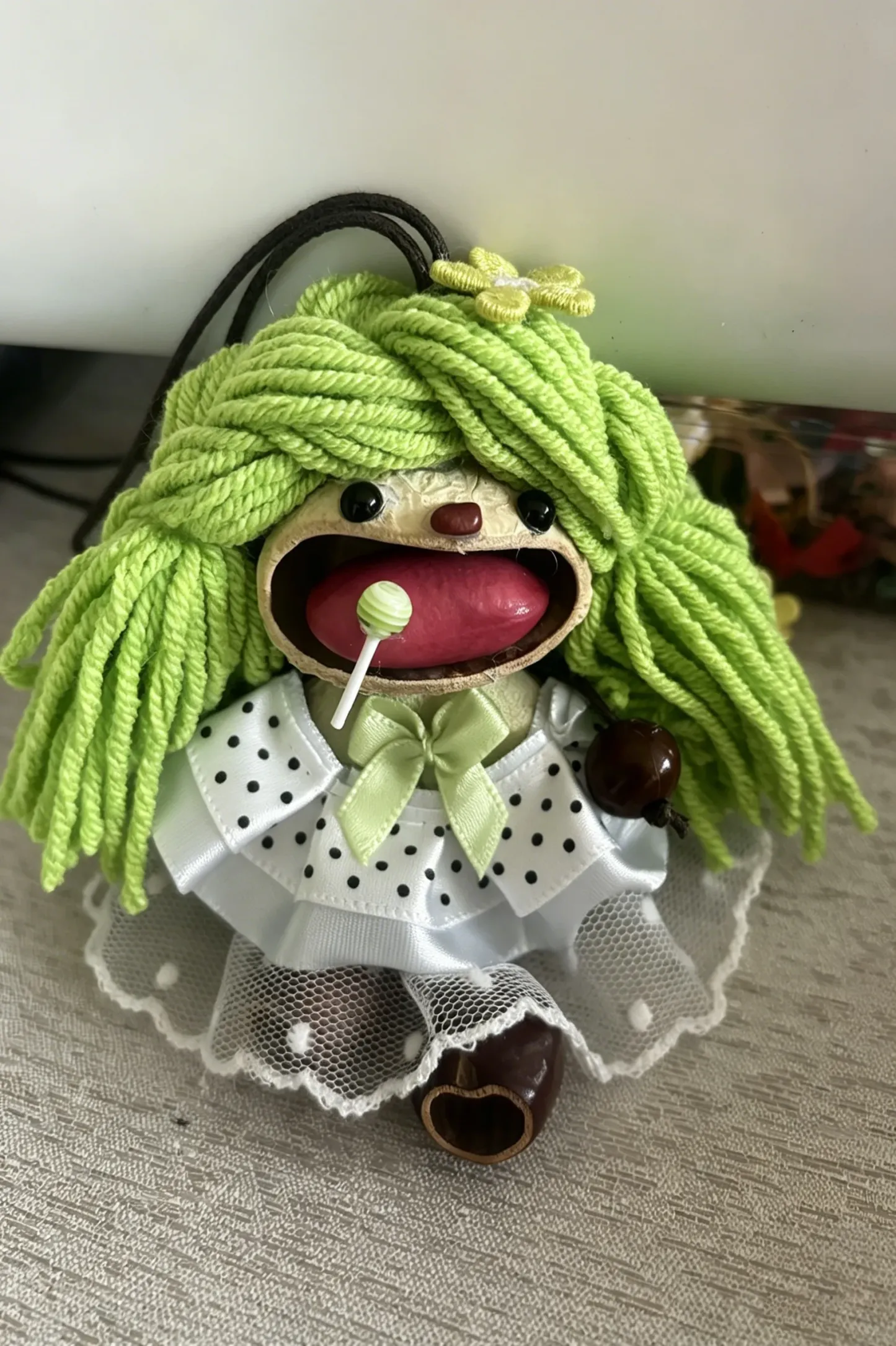 Cute Pod Doll Bag Charm Finished Handcrafted Entada Pendant Practical Ornament for Bag & Car Birthday Gift