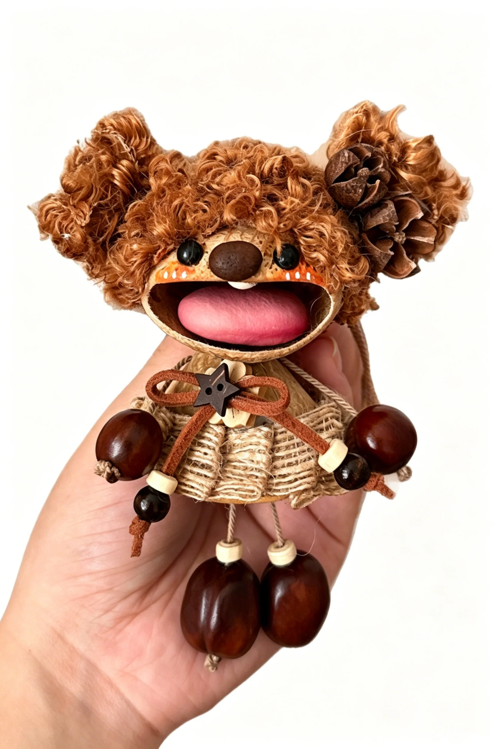 Cute Pod Doll Bag Charm Finished Handcrafted Entada Pendant Practical Ornament for Bag & Car Birthday Gift