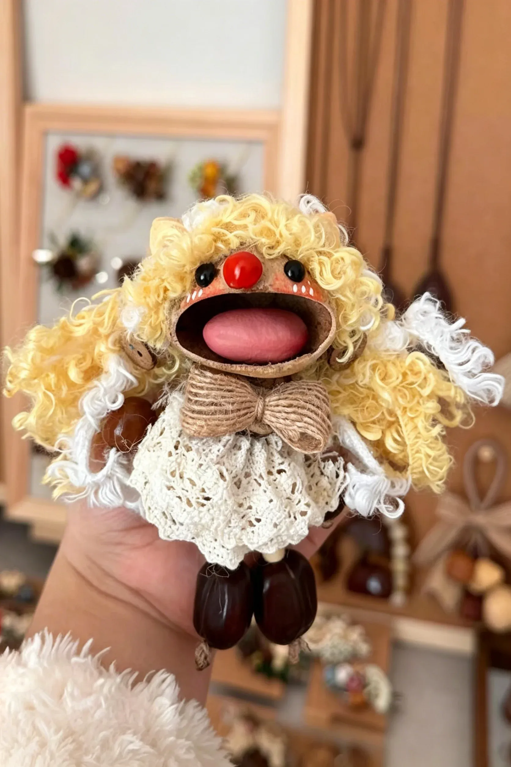 Cute Pod Doll Bag Charm Finished Handcrafted Entada Pendant Practical Ornament for Bag & Car Birthday Gift