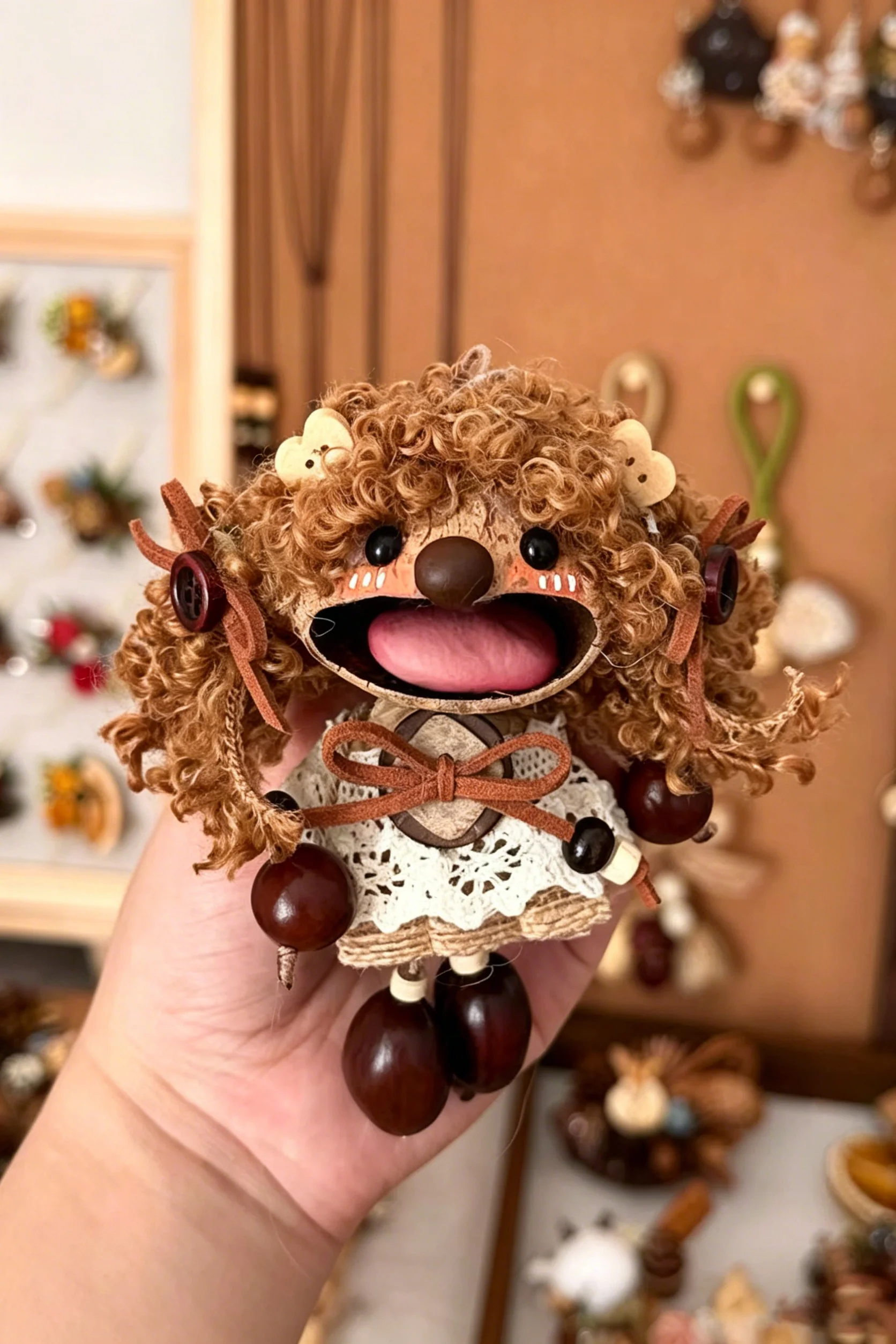 Cute Pod Doll Bag Charm Finished Handcrafted Entada Pendant Practical Ornament for Bag & Car Birthday Gift