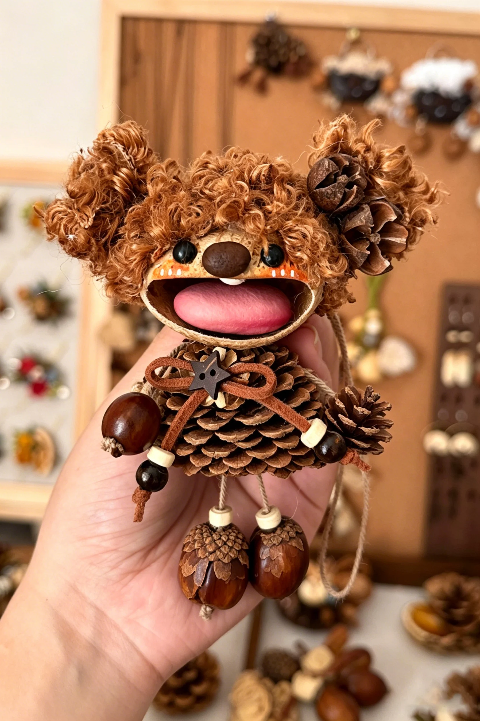 Cute Pod Doll Bag Charm Finished Handcrafted Entada Pendant Practical Ornament for Bag & Car Birthday Gift