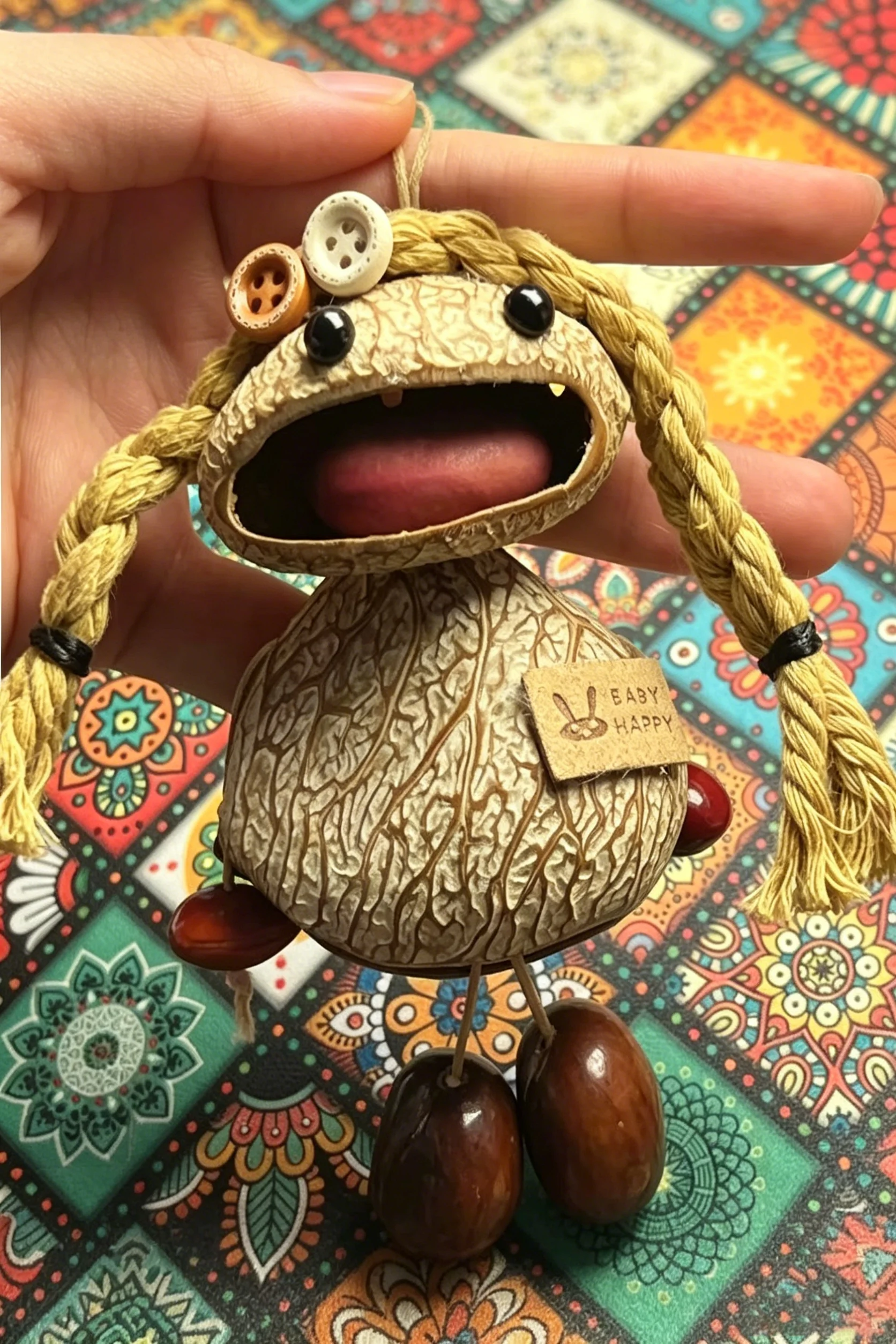 Cute Pod Doll Bag Charm Finished Handcrafted Entada Pendant Practical Ornament for Bag & Car Birthday Gift