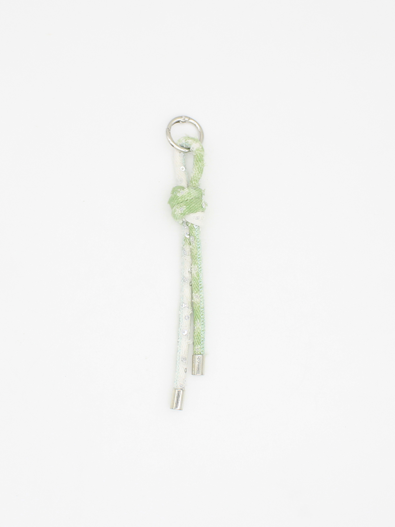 Distressed Denim Planet Handmade Bag Charm Pearl Chain Keychain