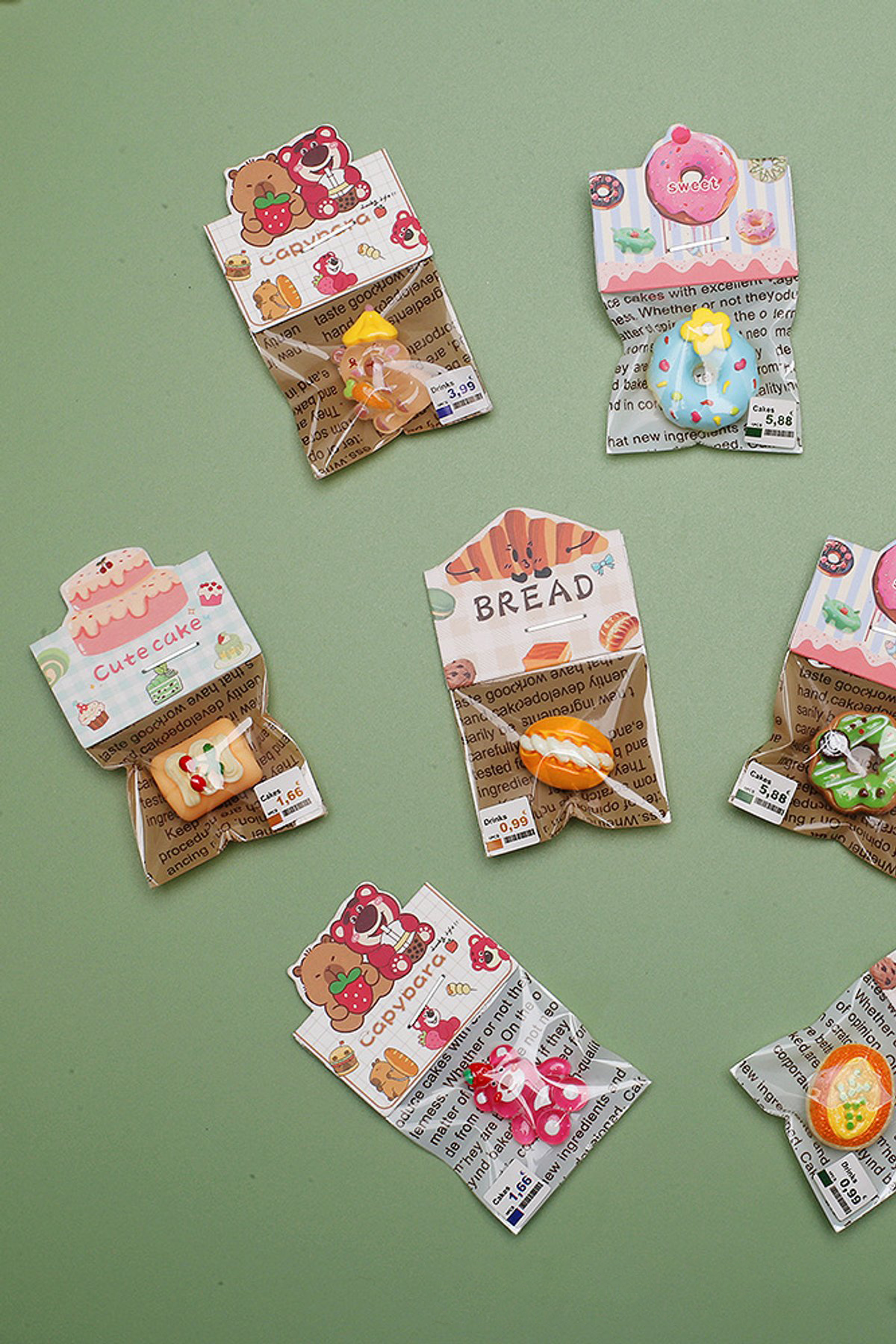 Mini Simulation Cake Bread Food Model Dollhouse Miniature with Header Card Pack