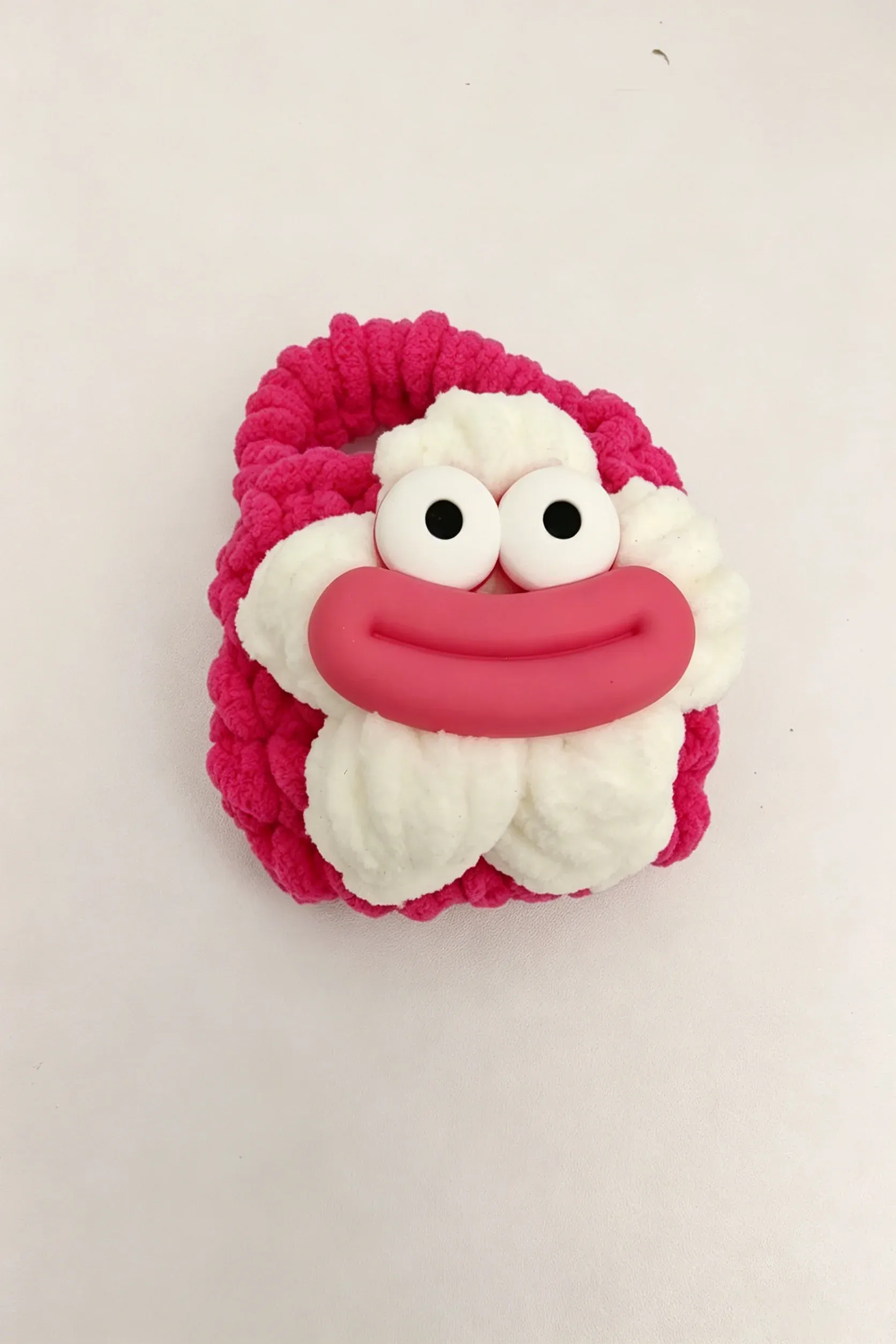 Sausage Mouth Plush Bluetooth Earphone Bag Handmade Knitted Yarn Case Funny Cartoon Ugly Cute Big Eyes Big Lips