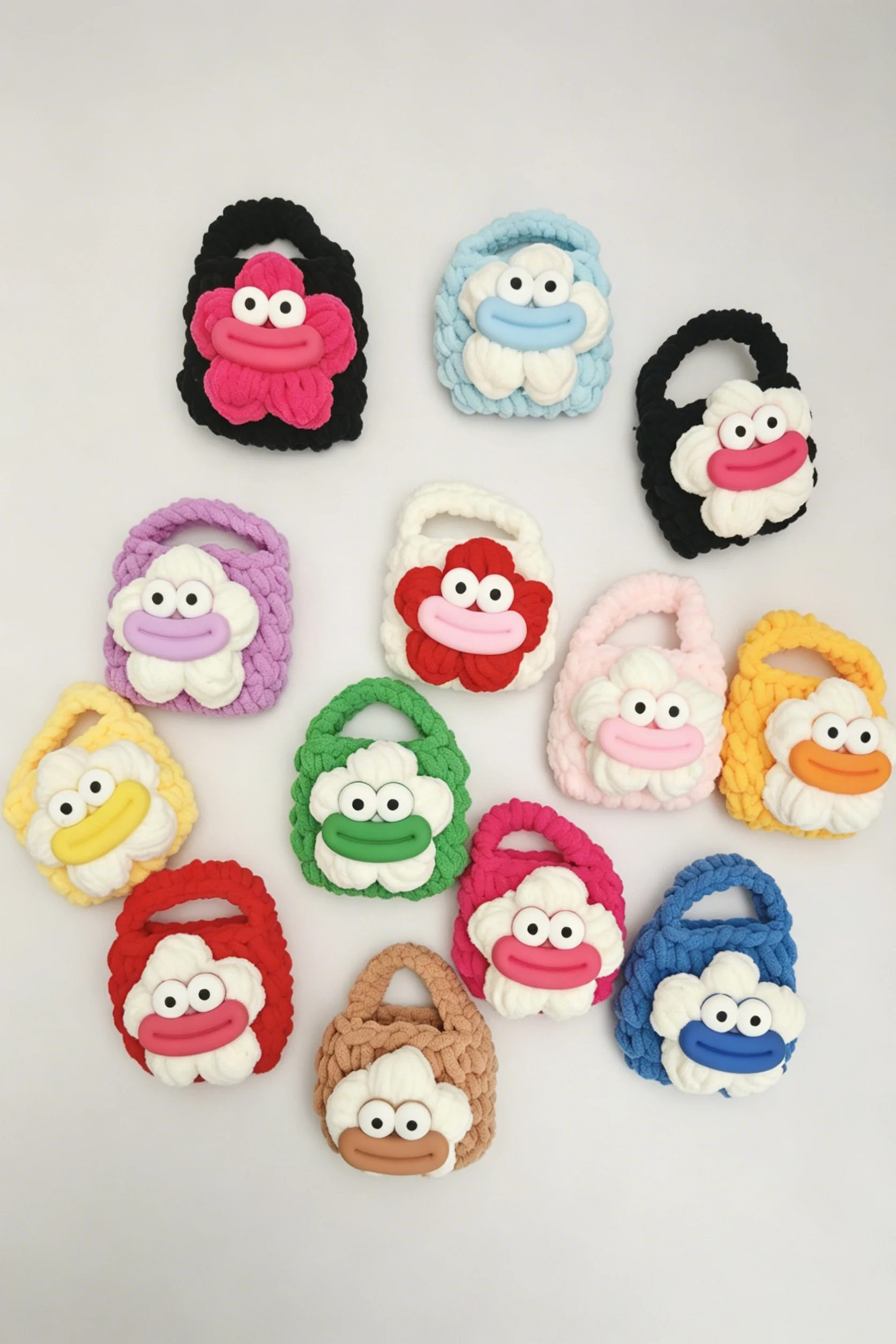 Sausage Mouth Plush Bluetooth Earphone Bag Handmade Knitted Yarn Case Funny Cartoon Ugly Cute Big Eyes Big Lips