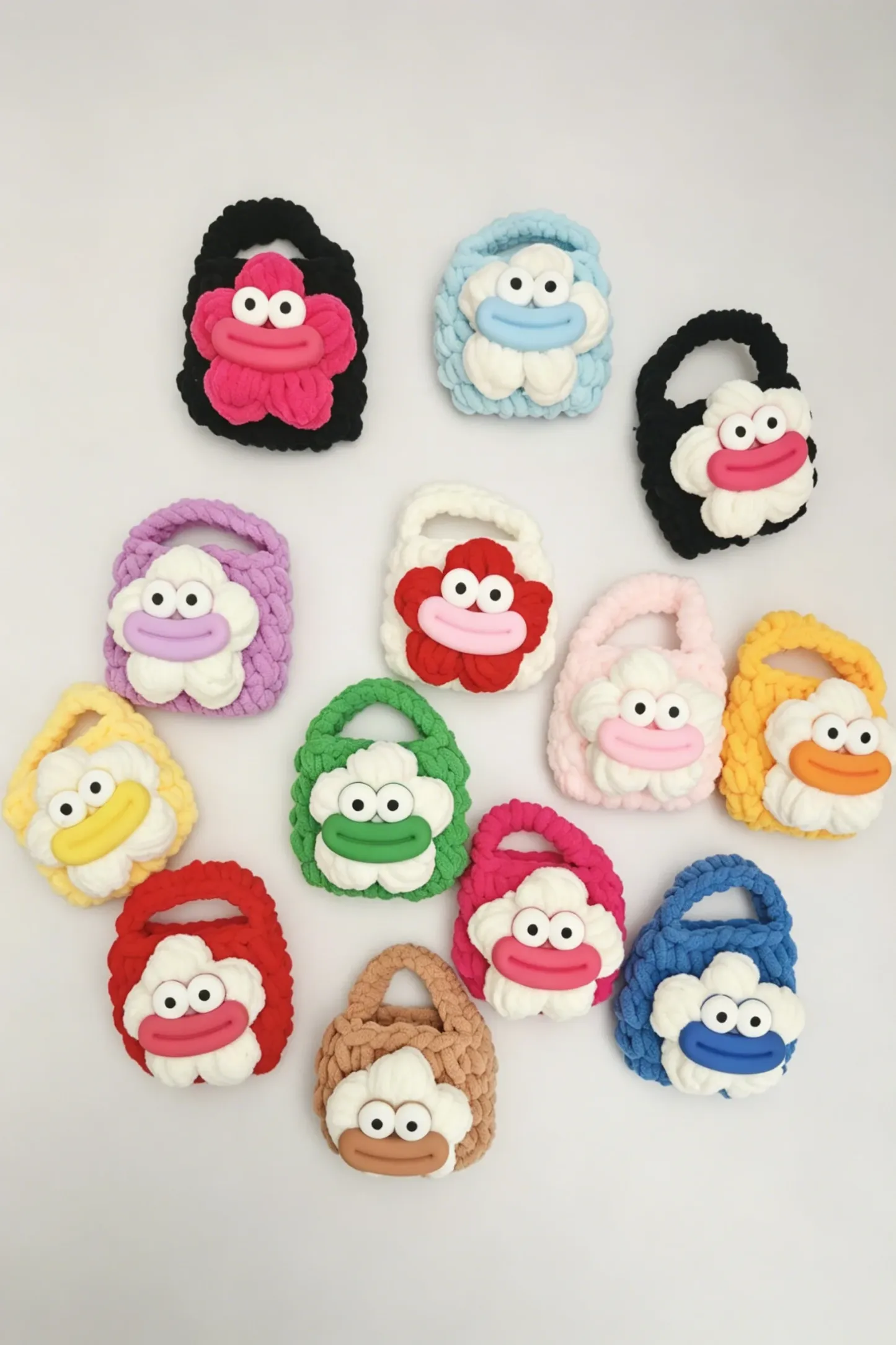 Sausage Mouth Plush Bluetooth Earphone Bag Handmade Knitted Yarn Case Funny Cartoon Ugly Cute Big Eyes Big Lips
