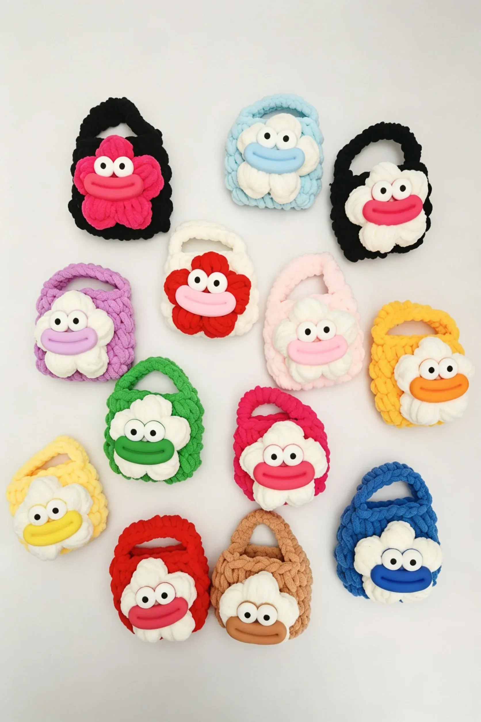 Sausage Mouth Plush Bluetooth Earphone Bag Handmade Knitted Yarn Case Funny Cartoon Ugly Cute Big Eyes Big Lips