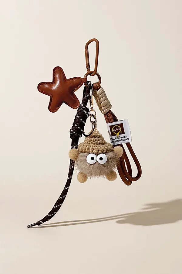 Women Maillard Style Star Miu Series Bag Charm Ins Cute Accessories Keychain Lanyard Ornament Gift