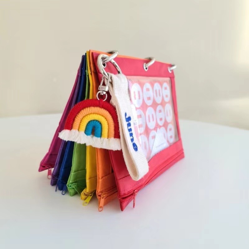Rainbow Compartment Pencil Case Kids Travel Wash Storage Bag