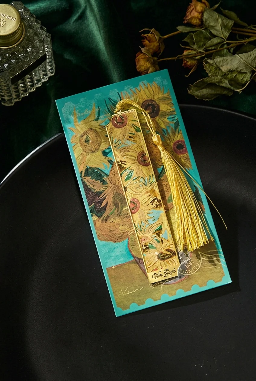 Metal Bookmark Art Song Series Creative Retro Famous Painting Metal Planner Charm Reading Page Clip