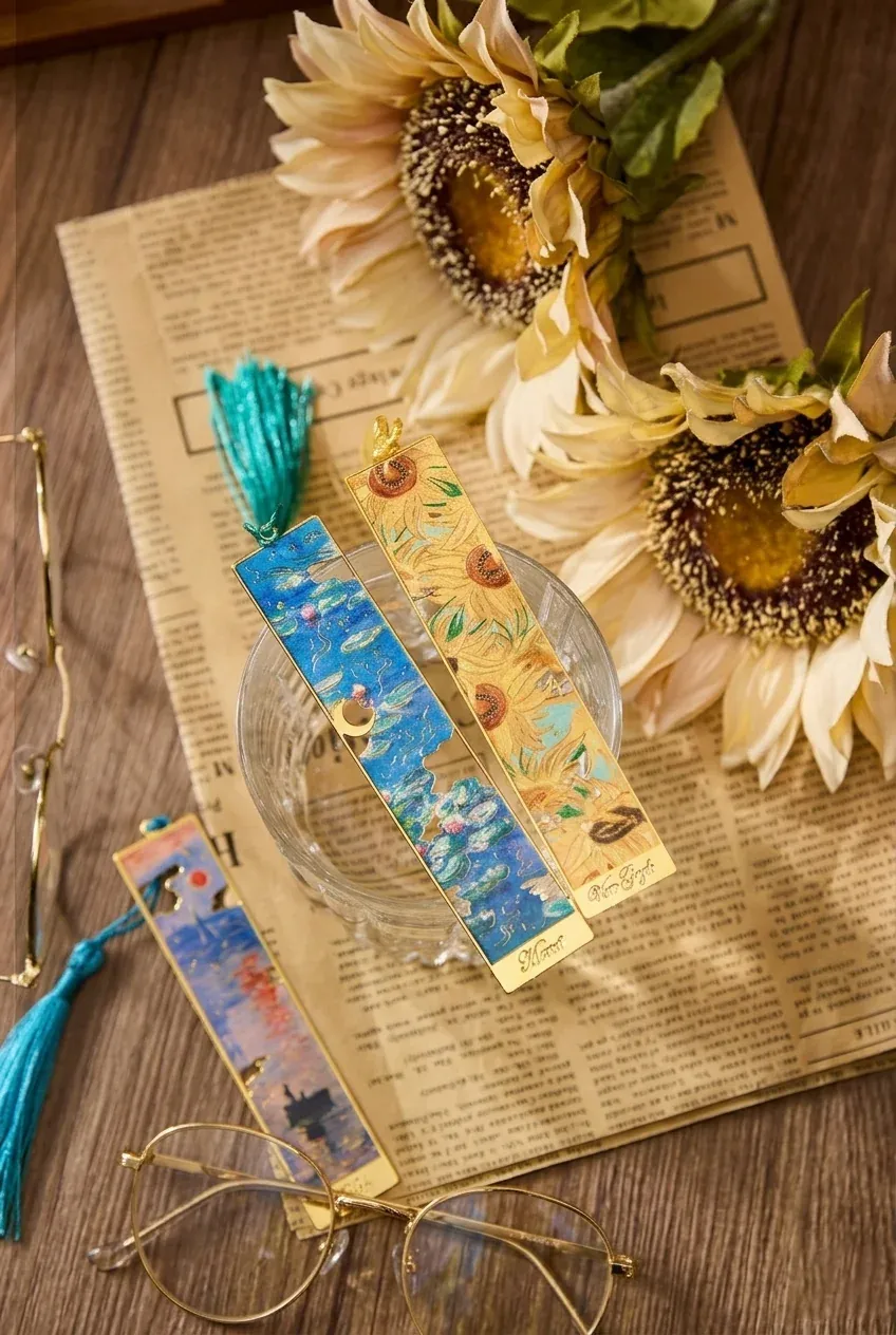 Metal Bookmark Art Song Series Creative Retro Famous Painting Metal Planner Charm Reading Page Clip