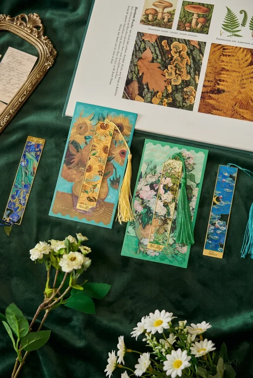 Metal Bookmark Art Song Series Creative Retro Famous Painting Metal Planner Charm Reading Page Clip