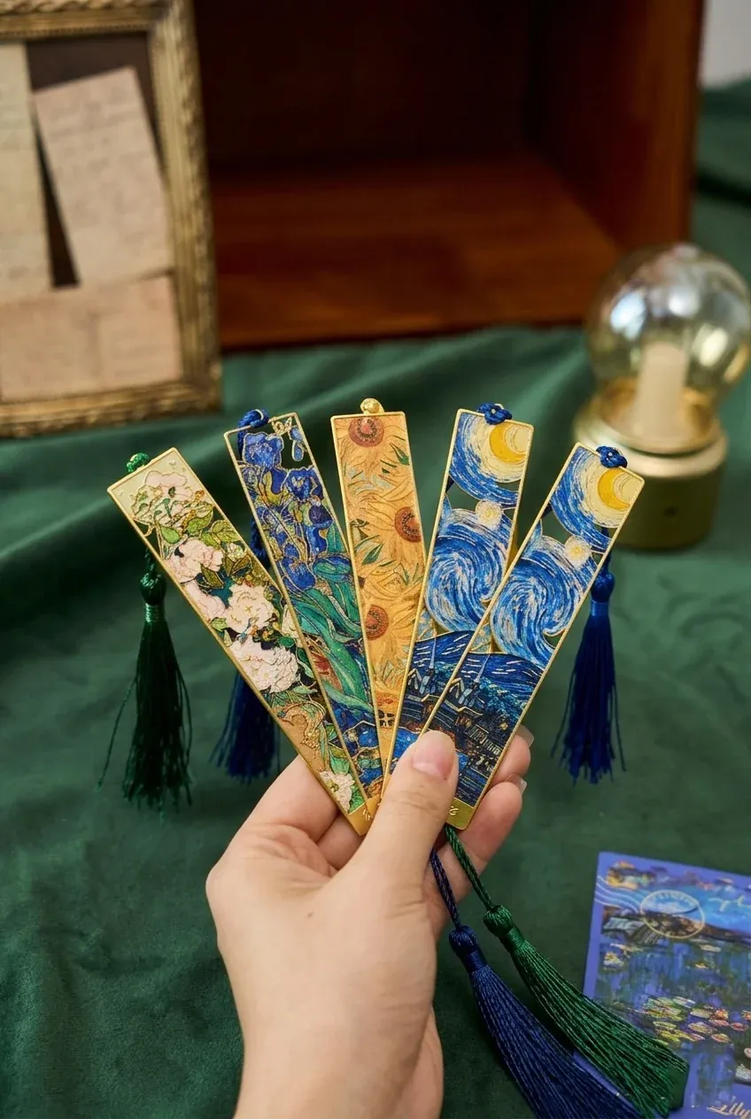 Metal Bookmark Art Song Series Creative Retro Famous Painting Metal Planner Charm Reading Page Clip