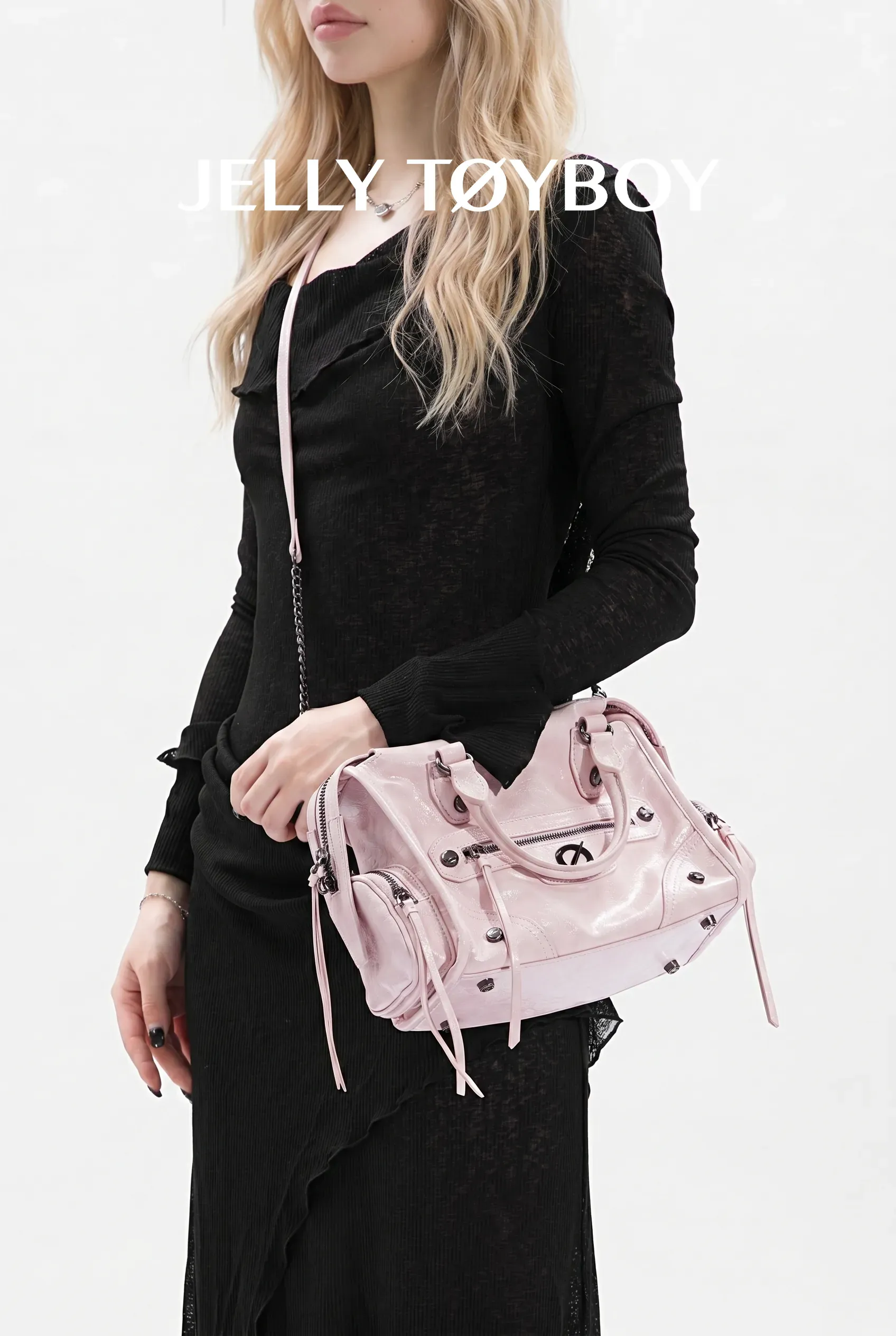 Jellytoyboy  Niche Y2K Pink Motorcycle Bag - Large Capacity Edgy Crossbody for Travel & Streetwear | JTB Little Aurora Tote bag.