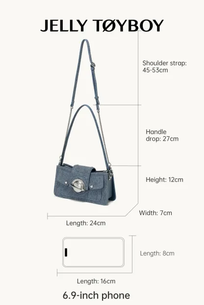 Jellytoyboy Multi-Use Denim Crossbody Bag for Everyday | JTB Millennium Bag