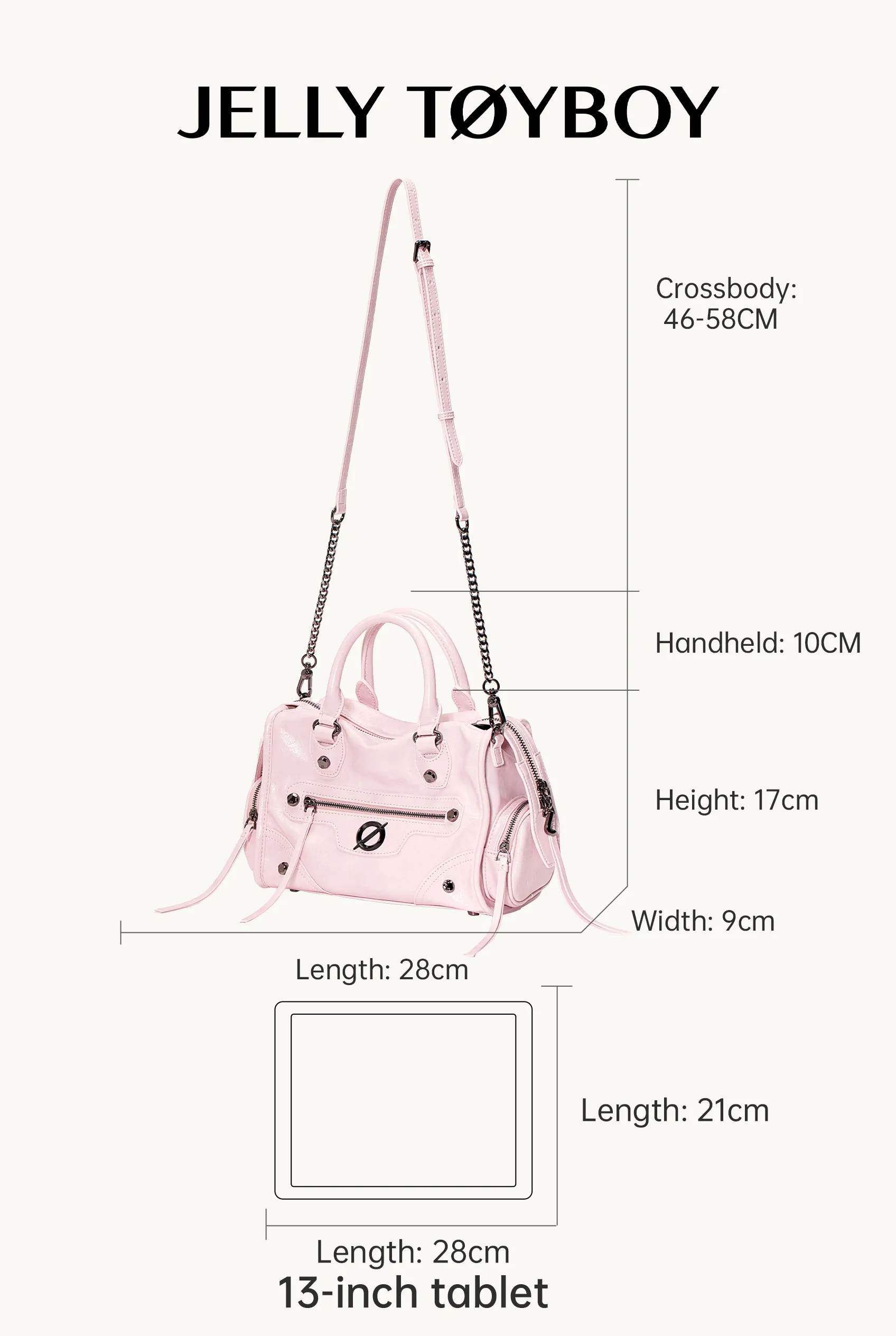 Jellytoyboy  Niche Y2K Pink Motorcycle Bag - Large Capacity Edgy Crossbody for Travel & Streetwear | JTB Little Aurora Tote bag.