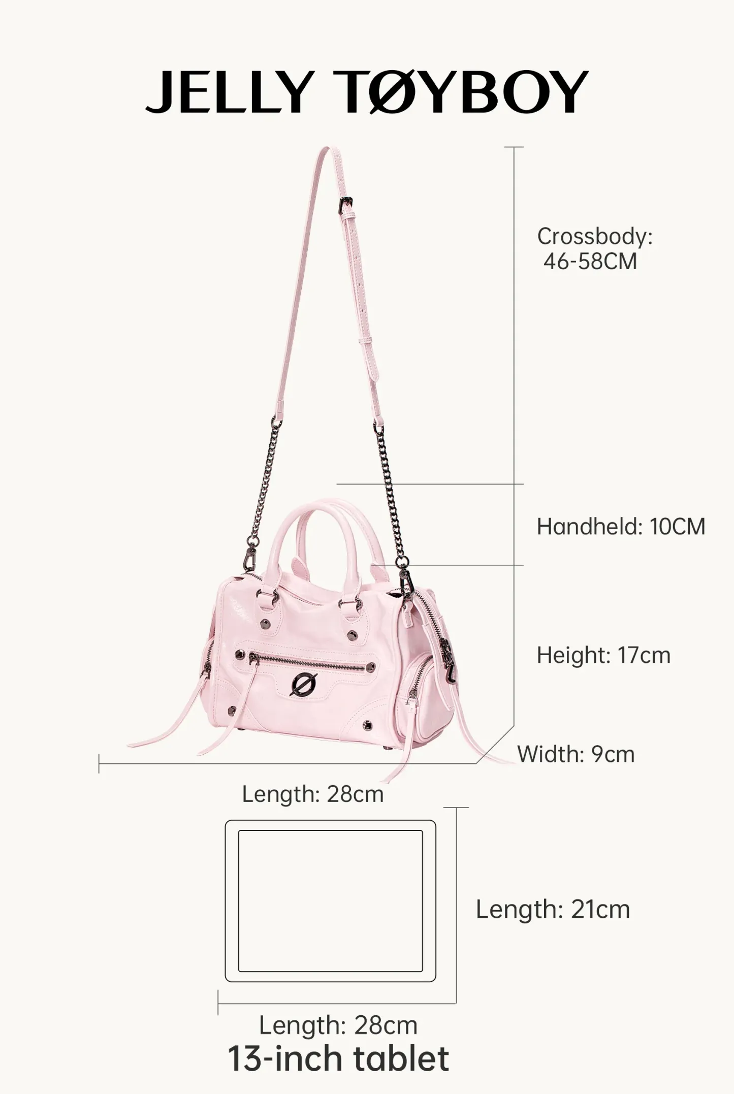 Jellytoyboy  Niche Y2K Pink Motorcycle Bag - Large Capacity Edgy Crossbody for Travel & Streetwear | JTB Little Aurora Tote bag.