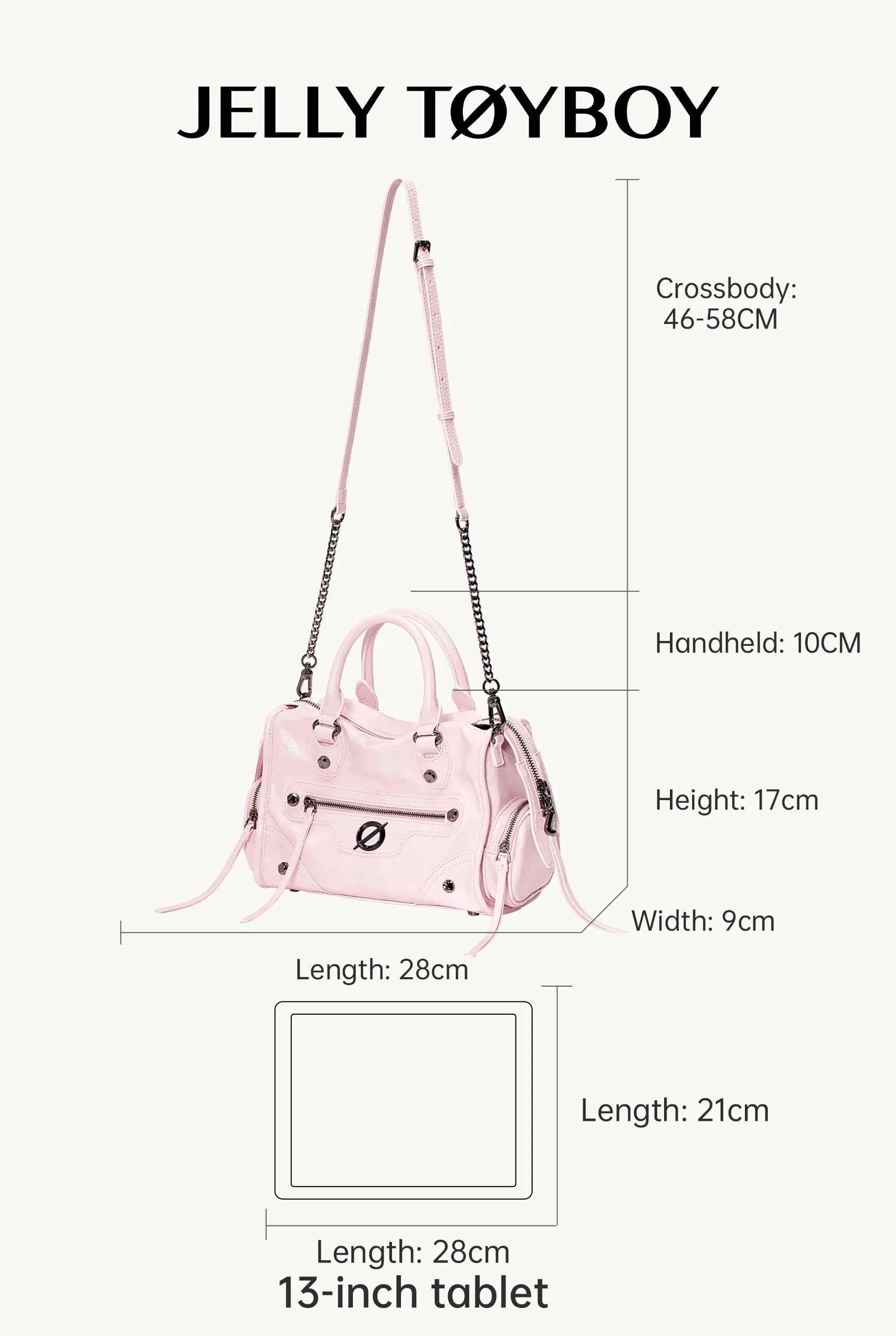 Jellytoyboy  Niche Y2K Pink Motorcycle Bag - Large Capacity Edgy Crossbody for Travel & Streetwear | JTB Little Aurora Tote bag.