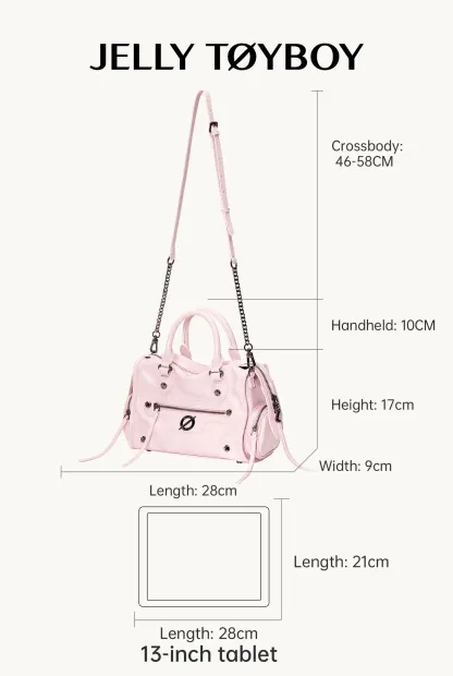 Jellytoyboy  Niche Y2K Pink Motorcycle Bag - Large Capacity Edgy Crossbody for Travel & Streetwear | JTB Little Aurora Tote bag.