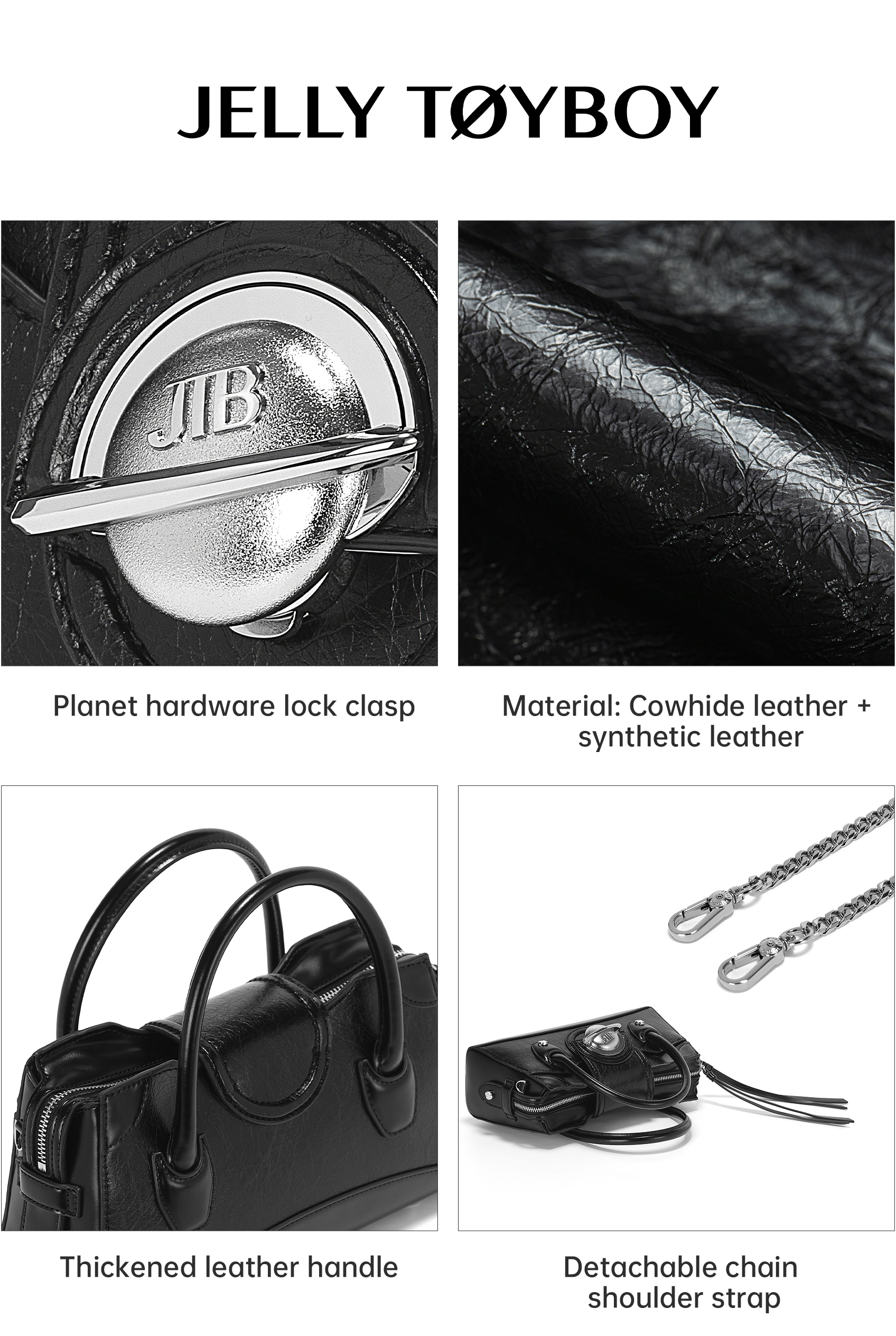 Jellytoyboy Women's New Commuter Light Luxury Niche Black Handbag | JTB Galaxy Bag