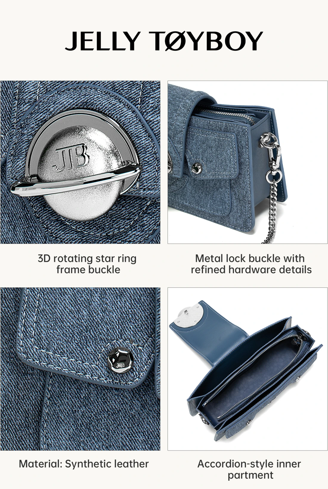 Jellytoyboy Multi-Use Denim Crossbody Bag for Everyday | JTB Millennium Bag