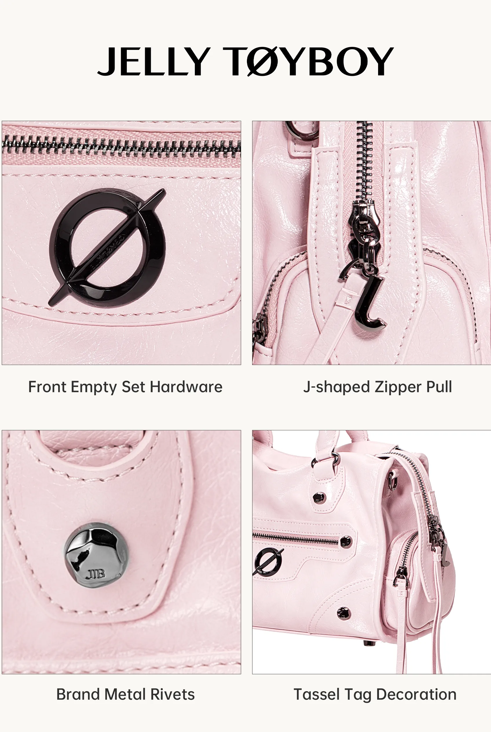 Jellytoyboy  Niche Y2K Pink Motorcycle Bag - Large Capacity Edgy Crossbody for Travel & Streetwear | JTB Little Aurora Tote bag.