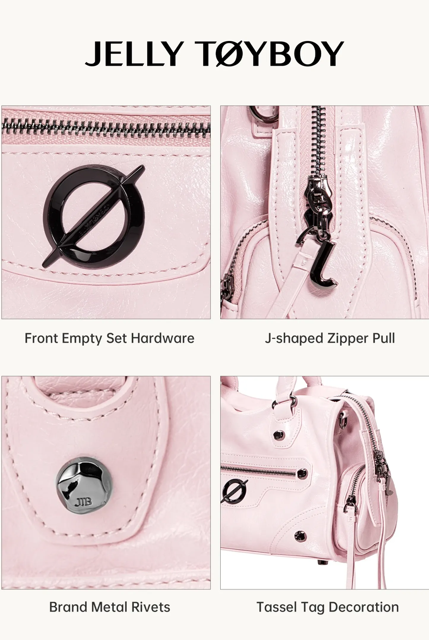 Jellytoyboy  Niche Y2K Pink Motorcycle Bag - Large Capacity Edgy Crossbody for Travel & Streetwear | JTB Little Aurora Tote bag.