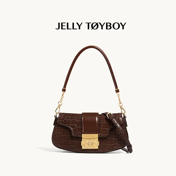 Jellytoyboy Women Casual Crossbody Purse, Sculptural Handle Premium Leather Handbag | JTB Shake Bag