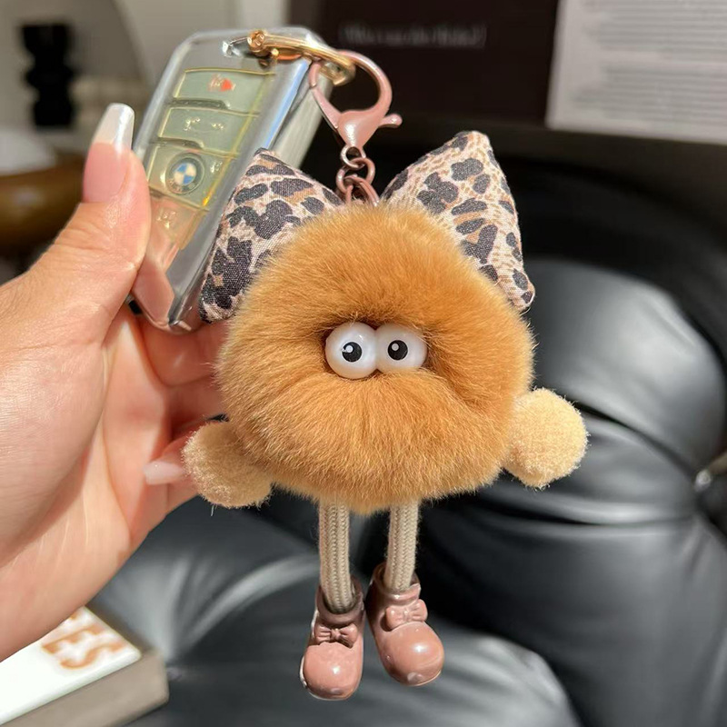 Imitation Rex Rabbit Fur Cute Little Briquettes Bag Pendant School Bag Exquisite Doll Pendant Cartoon Doll Car Keychain