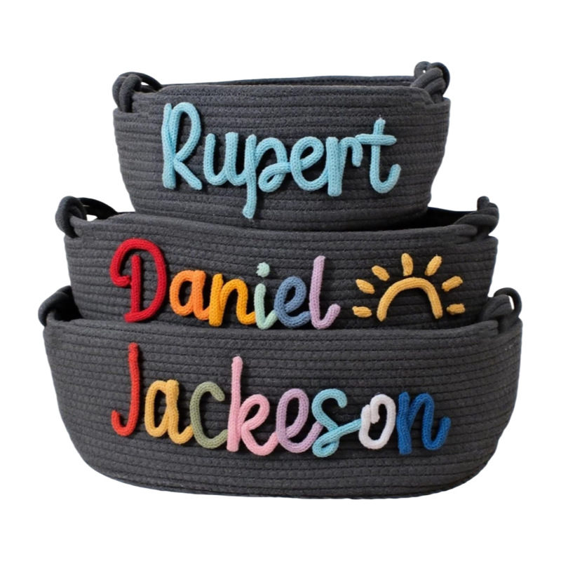 Etsy Programmable Name Cute Style Cotton Rope Storage Basket Children'S Toy Book Storage Basket Oval Bottom Gift Basket