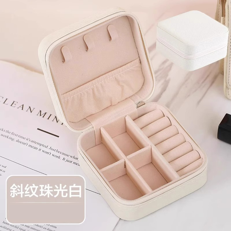 Mini Square Portable Desktop Jewelry Box Small Trinket Organizer Container