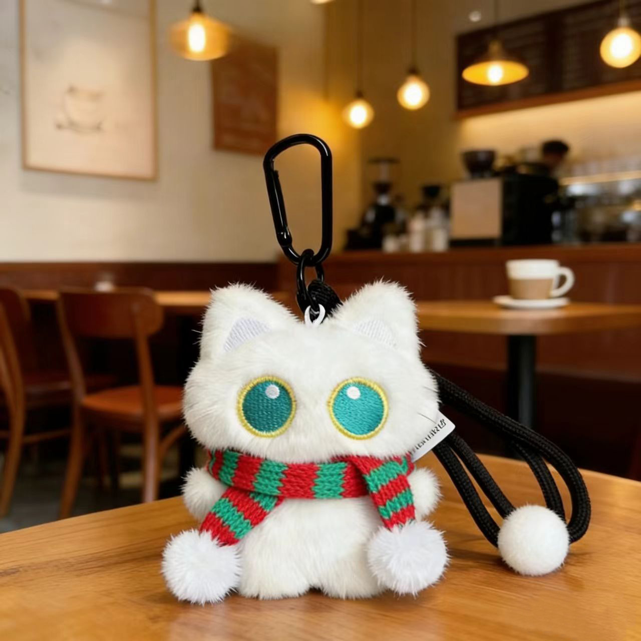 Cute Black Cat Holding Fish Couple Keychain Pendant Fashion Jewelry Accessory